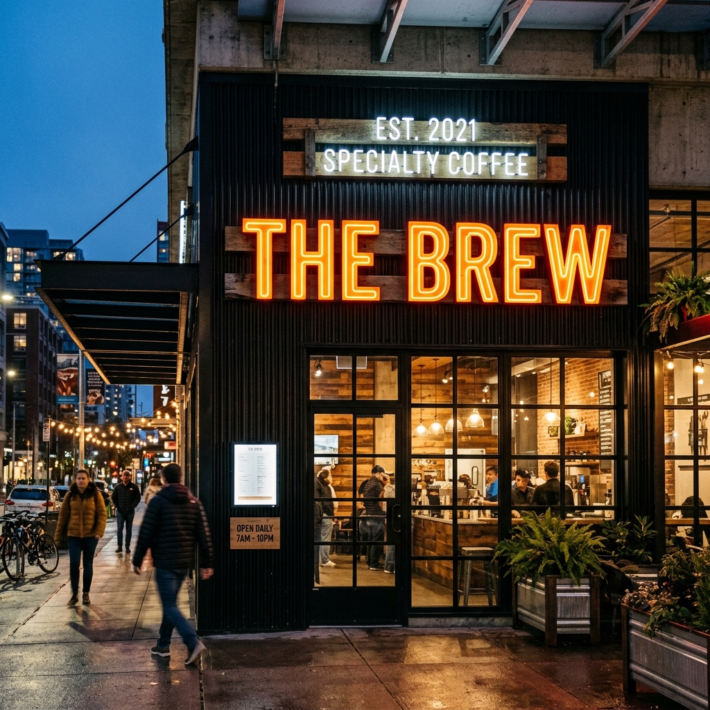 Mẫu biển hiệu cafe phong cách industrial